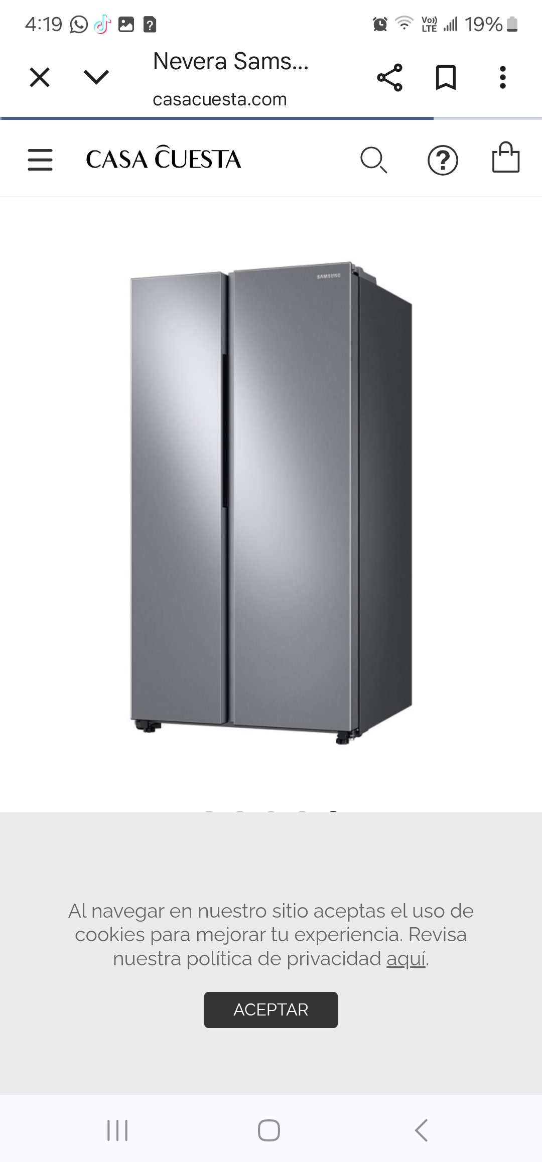 cocina - nevera Samsung tipo libro 
modelo rs23t5b00s9 nueva 0