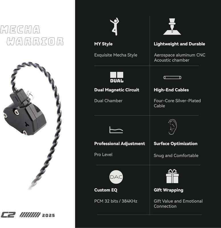 camaras y audio - TinHifi C2 2025 Mech Warrior 10mm DD IEM 1