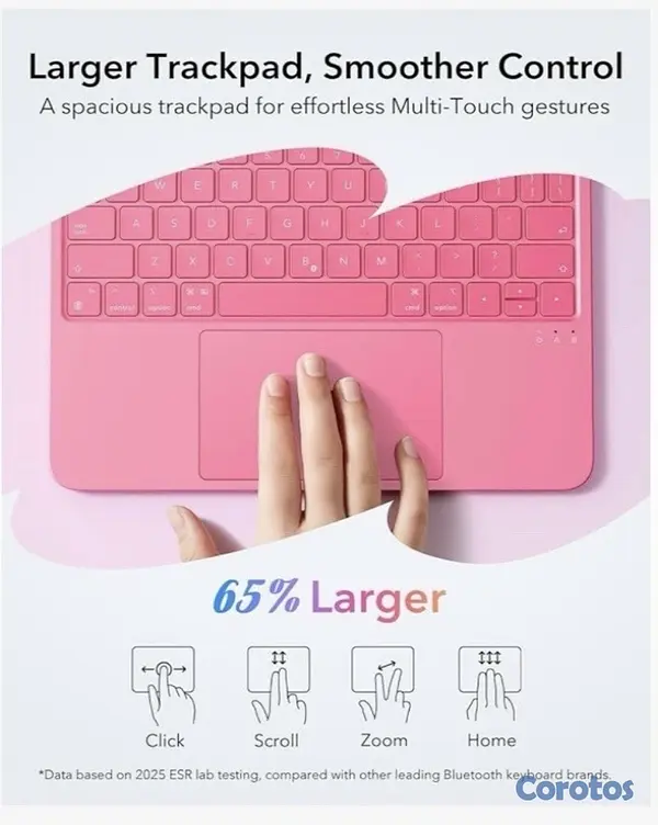 accesorios para electronica - ESR Cover con teclado Rosa para iPad (A16) 11th/10 3