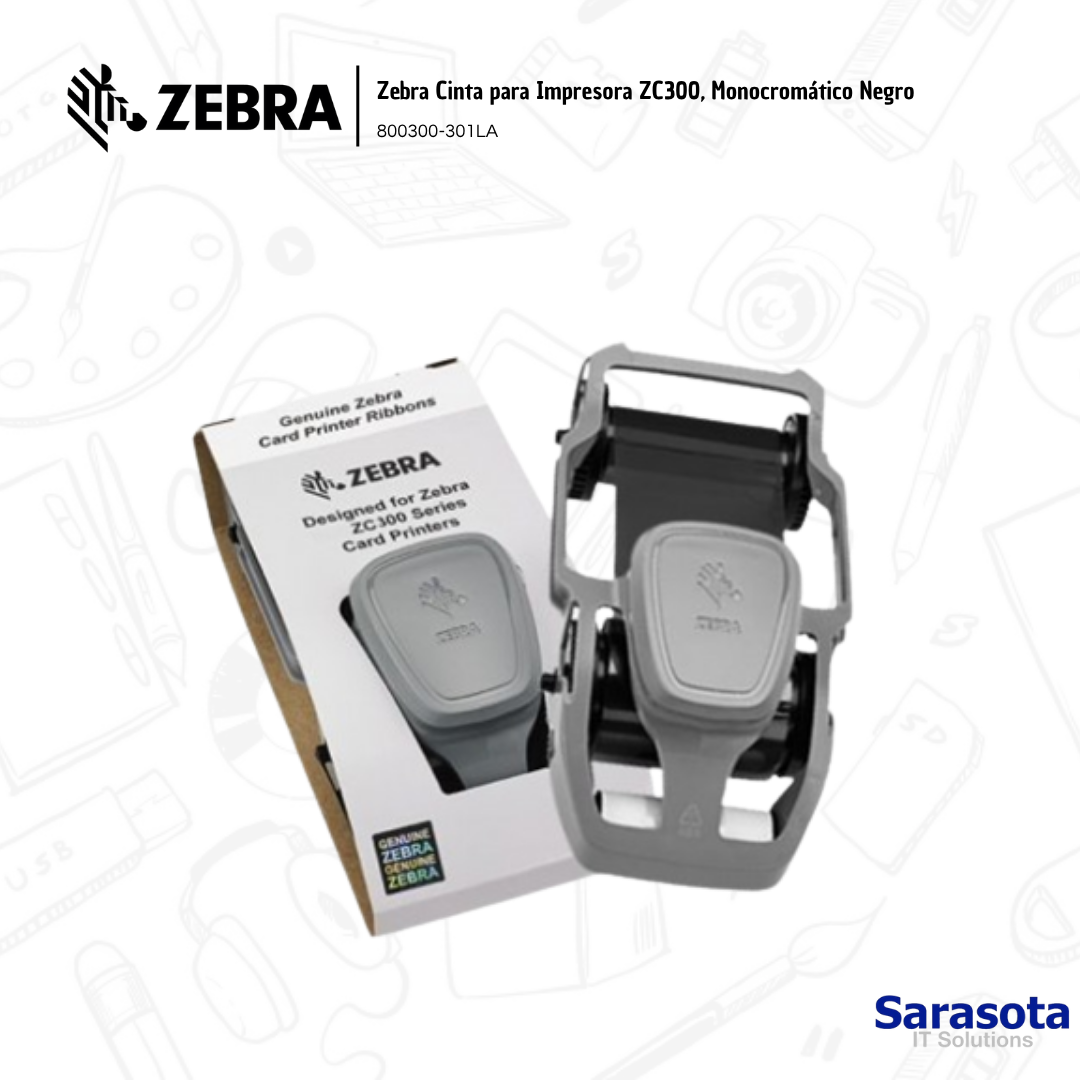 accesorios para electronica - Zebra Cinta para Impresora ZC300, Monocromático Ne 0