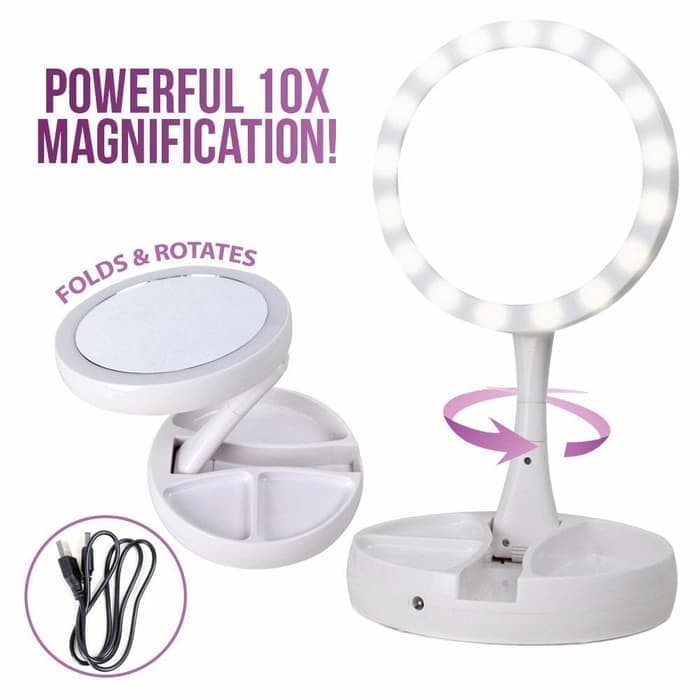 salud y belleza - Espejo Recargable Con Luz Para Maquilladora Portatil 1