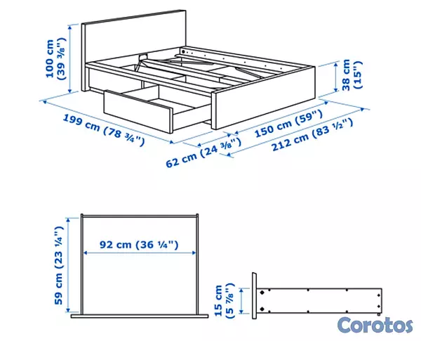 muebles y colchones - Cama Full malm Ikea con Colchon  6