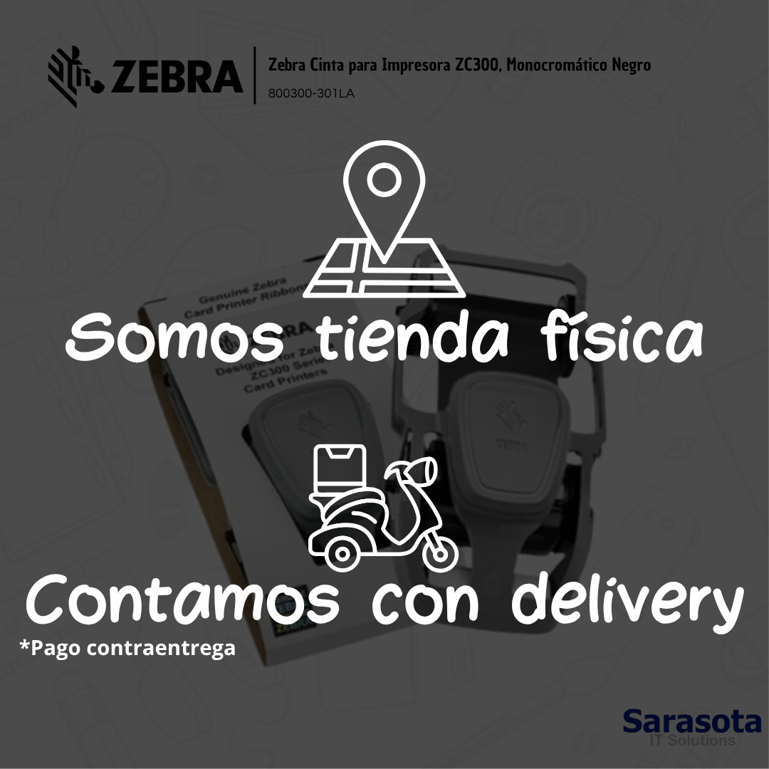 accesorios para electronica - Zebra Cinta para Impresora ZC300, Monocromático Ne 1
