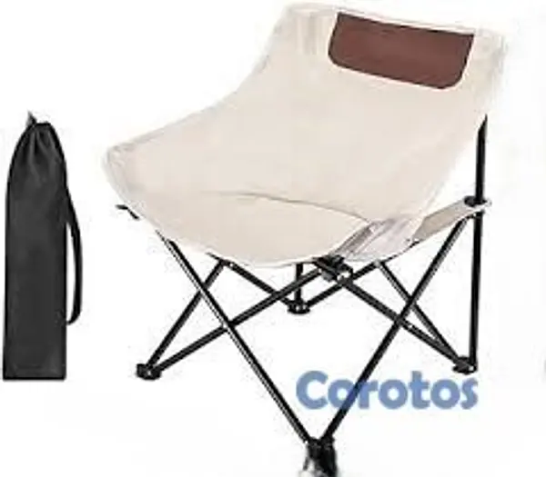 muebles y colchones - Silla portátil beige plegable para viajes y activi 3