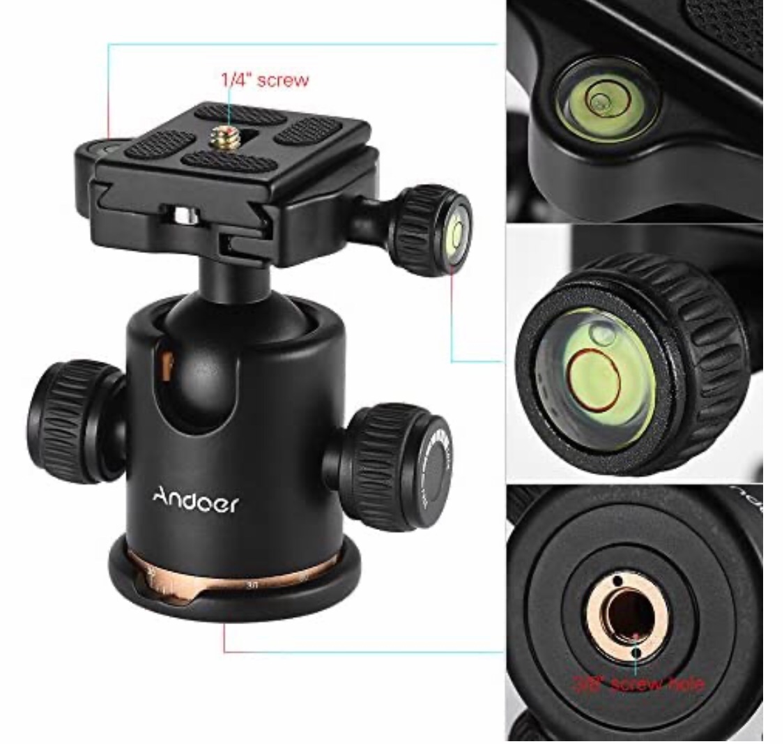 accesorios para electronica - Cabeza de Tripode giratoria 360 tipo BoLA. adaptador de cellular para Binoculare 4