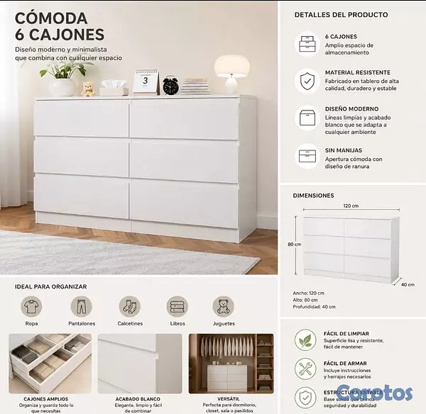 muebles y colchones - Gavetero de 6 gavetas 
 2