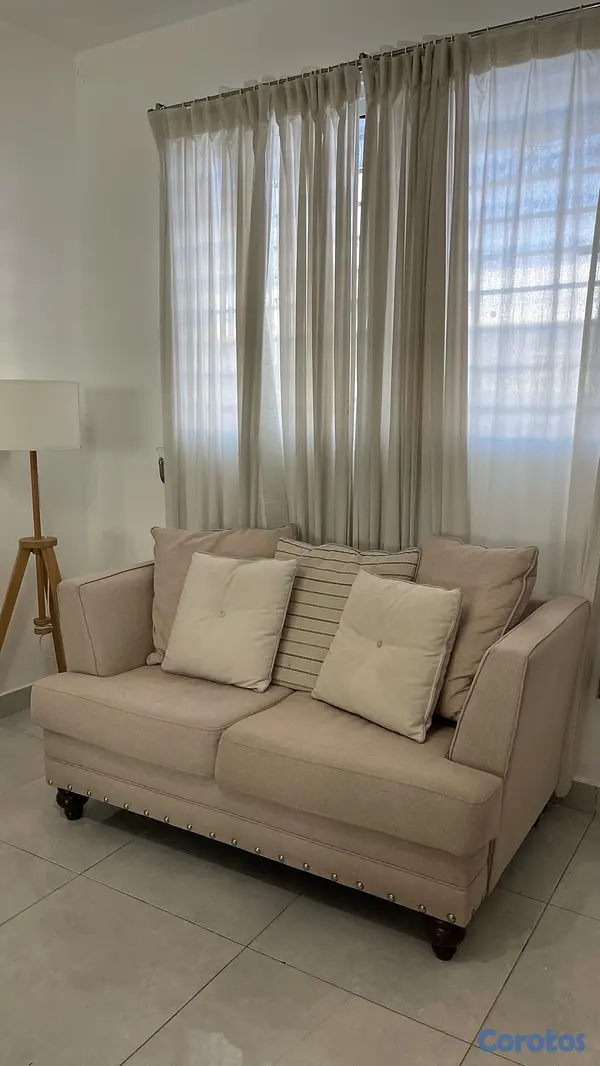 muebles y colchones - Juego de Sofás Beige Modernos (2 piezas) 5