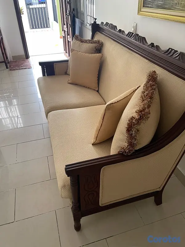 muebles y colchones - Juego de Sala Clásico Elegante en Madera 3
