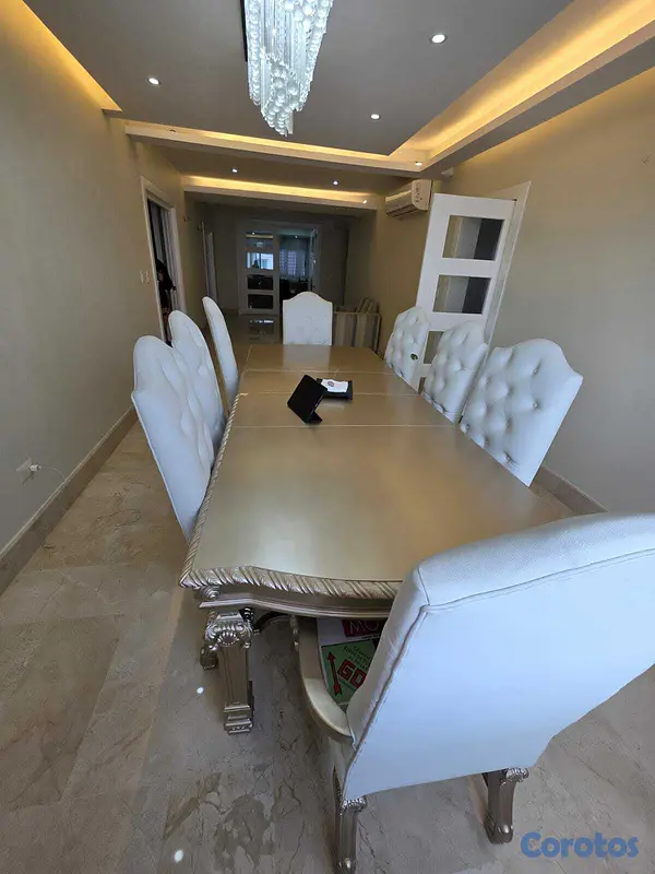 muebles y colchones - Comedor elegante de 8 sillas tapizadas – Estilo cl 2