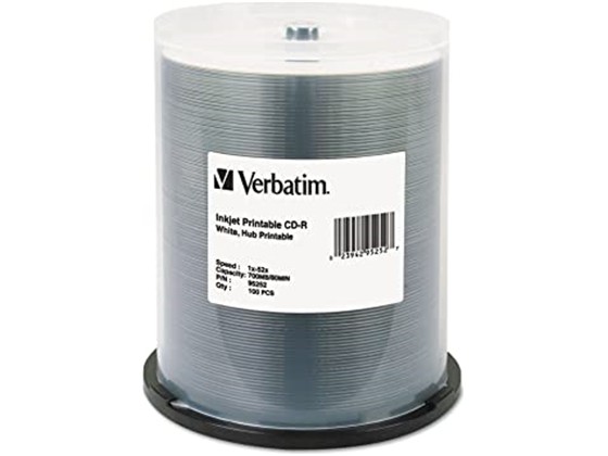 impresoras y scanners - CD-R VERBATIM 80M/700, 52X WHITE INKJET HUB PRINTIABLE, 100PK