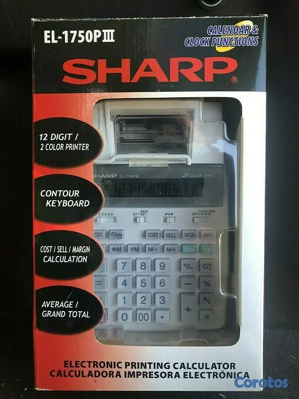 otros electronicos - MAQUINA SUMADORA SHARP EL-1750, 12 DGTOS,CON PAPEL 3