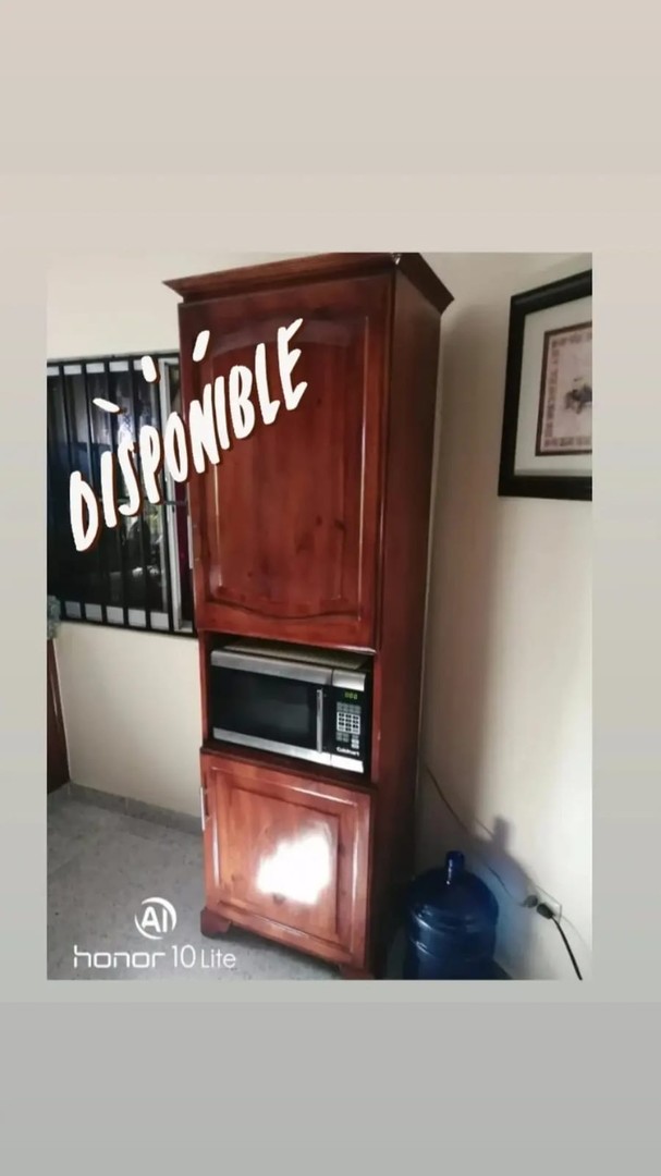 cocina - Despensa superior en madera con espacio para microonda  1