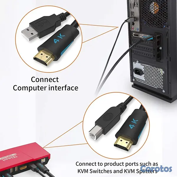 computadoras y laptops - Conmutador KVM HDMI 2 Pcs/Lot USB + HDMI Cables 2