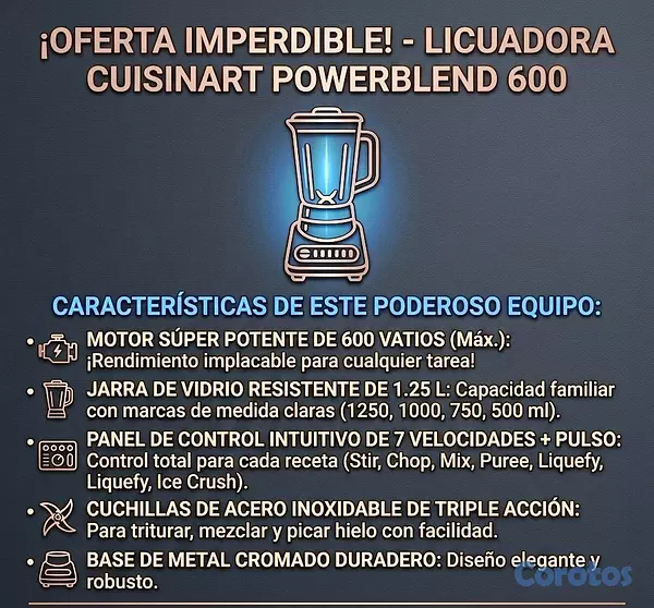 electrodomesticos - Licuadora Cuisinart PowerBlend 600W  2