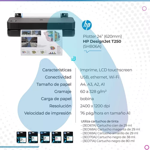 impresoras y scanners -  PLOTTER DE PAPEL T250 24 PULGADAS,WI-FI, 0
