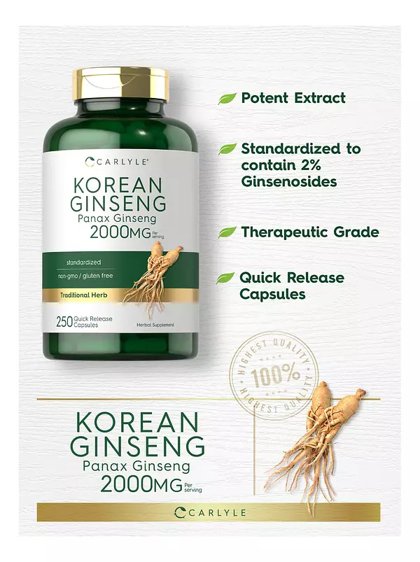Salud y Equipamiento Médico - Capsulas De Extracto De Ginseng Coreano 2000 Mg Carlyle 4