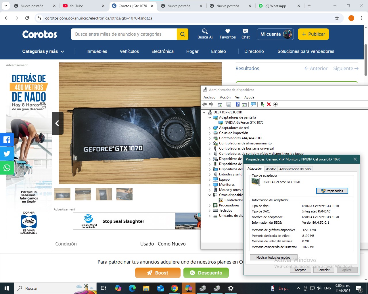 otros electronicos - Gtx 1070 4