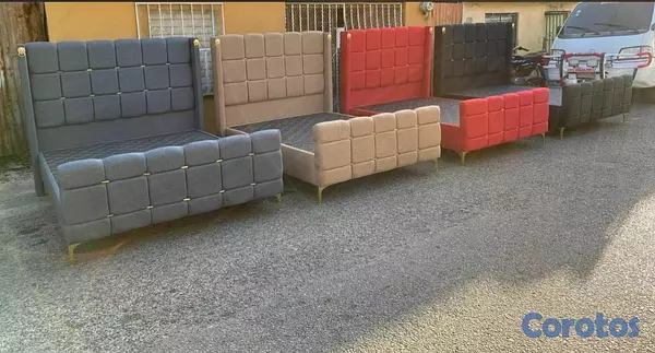 muebles y colchones - Base de cama color crema  1
