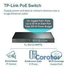 computadoras y laptops - SWITCH 18 PUERTOS TP-LINK   18 PUERTOS Y 16 POE+ 1