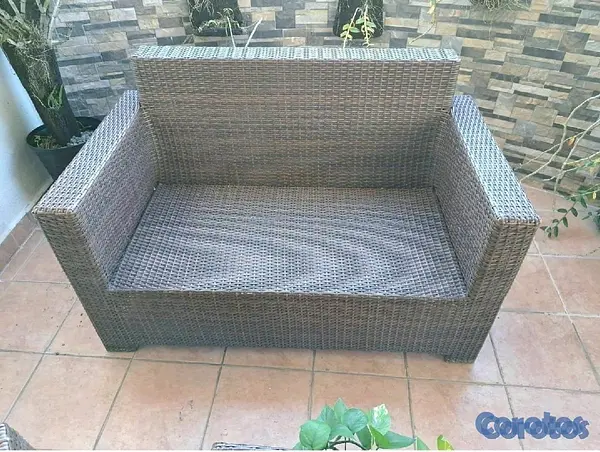 muebles y colchones - Juego de Muebles para Terraza o Galería de fibra, con sus cojines.  2