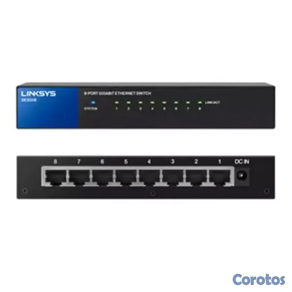computadoras y laptops - SWITCH 8 PUERTOS LINKSYS SE3008, NO ADMINISTRABLE/DESKTOP, 8 PUERTOS GIGABIT  2