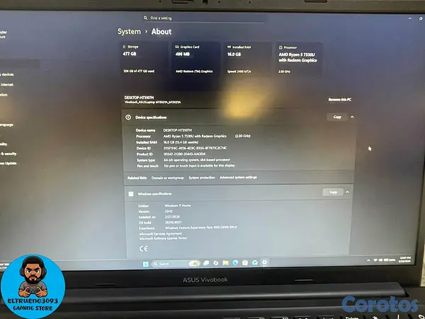 computadoras y laptops - Asus VivoBook Ryzen 5, 16GB RAM, 512 SSD 2