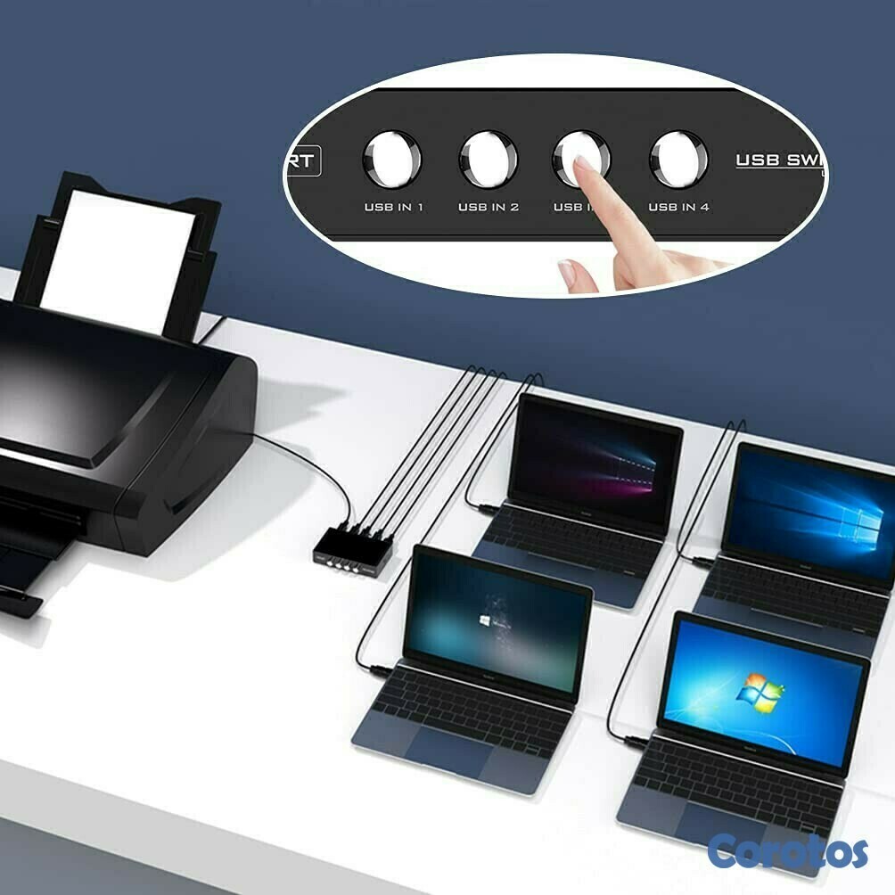 accesorios para electronica - Interruptor selector 4 puertos USB 2.0 - Switch USB 3