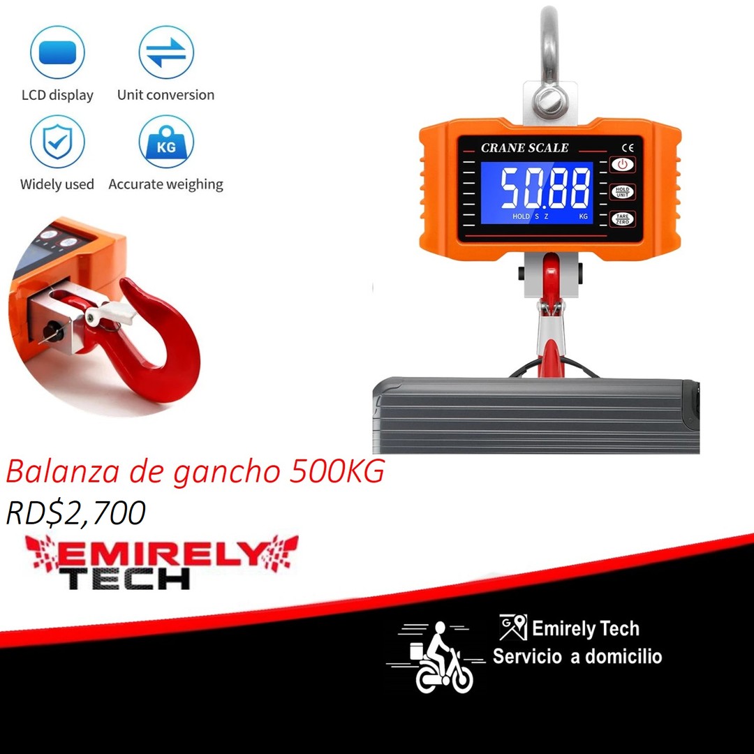 equipos profesionales - Balanza Digital Escala 500 Kg Peso gancho colgante Báscula Mini de grúa portatil