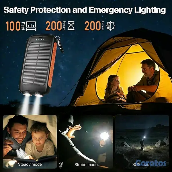 accesorios para electronica - ⚡ Cargador solar portátil 20000 mAh USB-A y USB-C 5V/3A con LED Power Bank 🔋 3