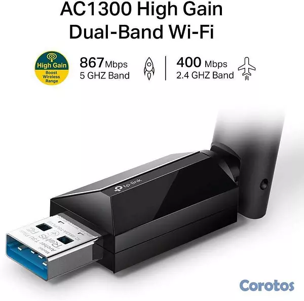 computadoras y laptops - ADAPTADOR DE RED USB WIFI TP-LINK AC1300 ARCHER T3 2