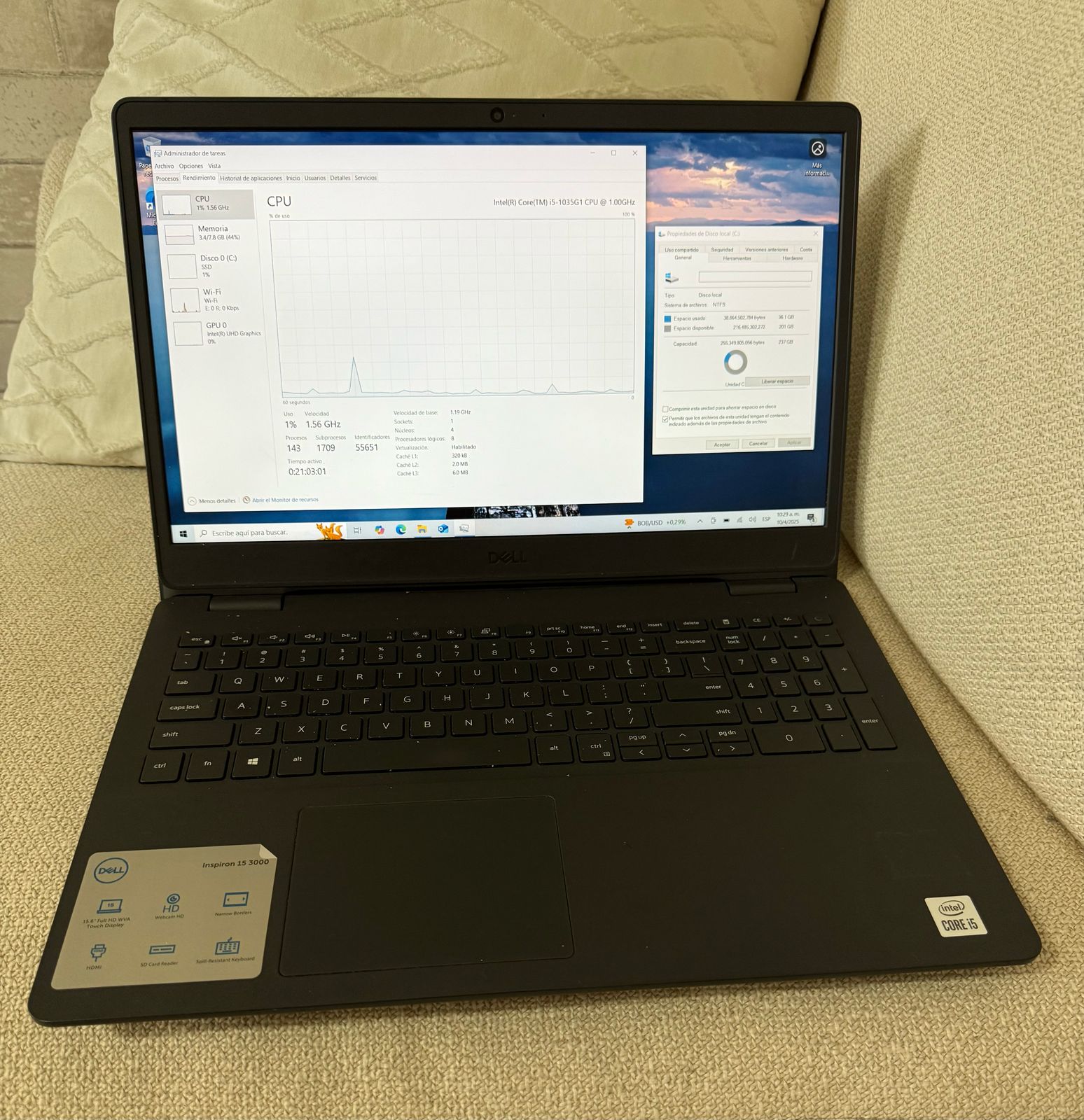 computadoras y laptops - Laptop Dell 3501 CORE I5-10ma gen 256gb/8gb ram 5