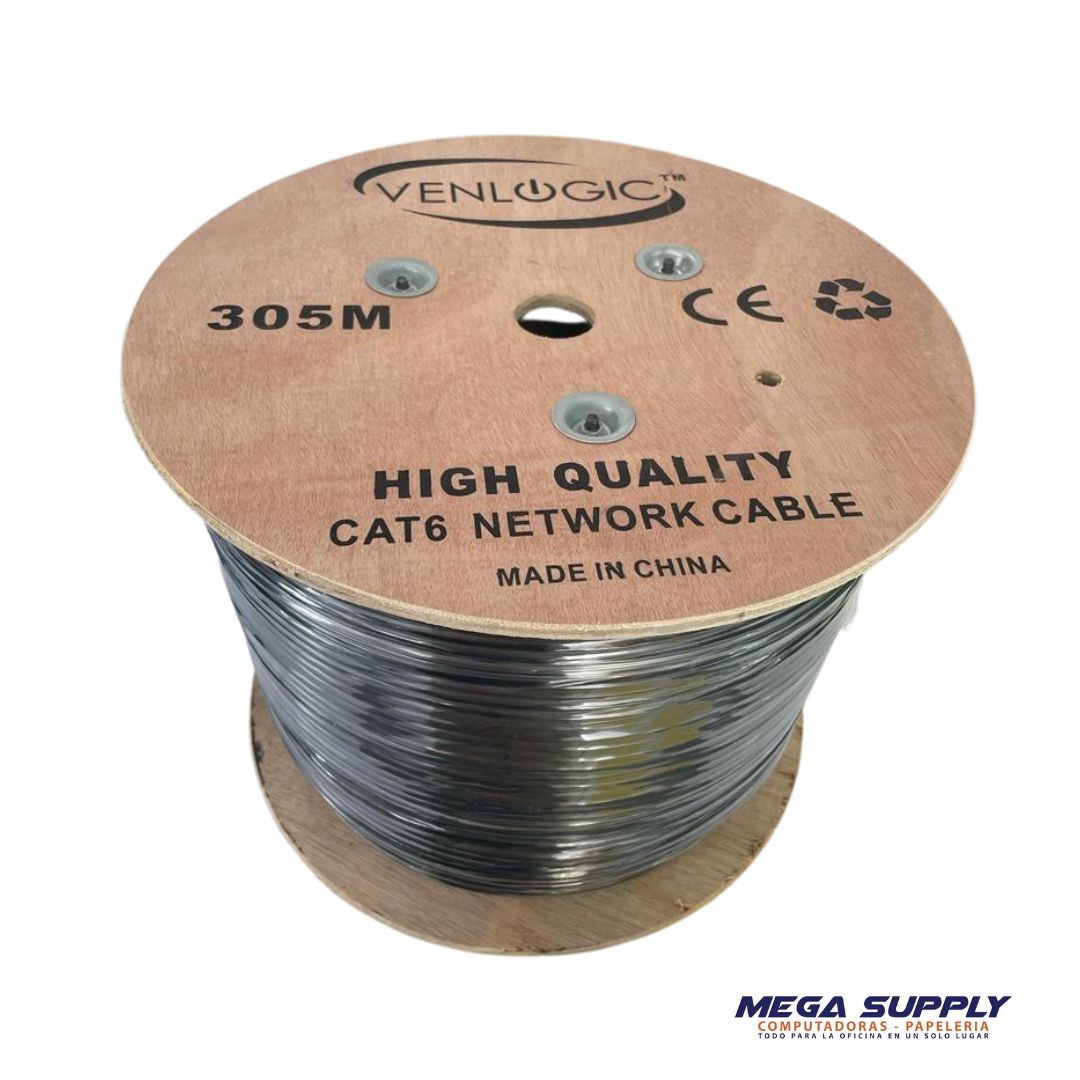 computadoras y laptops - CABLE DE RED VENLOGIC CAT 6 PARA EXTERIOR COLOR NEGRO, ROLLO DE 1000 PIES  0