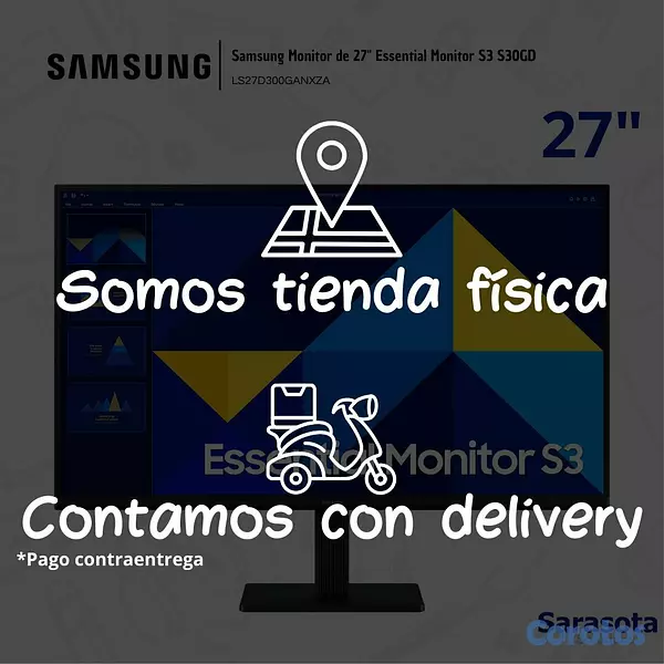 computadoras y laptops - Samsung Monitor Essential 27" S3 S30GD LS27D300GAN 2