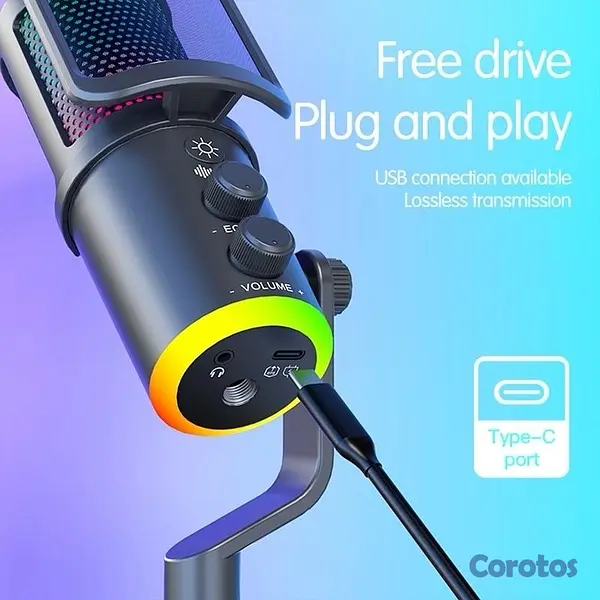 accesorios para electronica - Micrófono USB Condensador SU9 Streaming Podcast 🔥 3