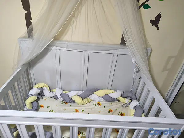 muebles - Cuna de bebe convertible + porta mosquitero+ colchon 2