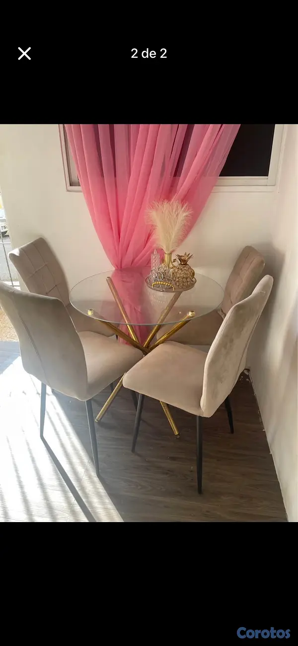 muebles y colchones - comedor de 4 sillas mesa en cristal  5