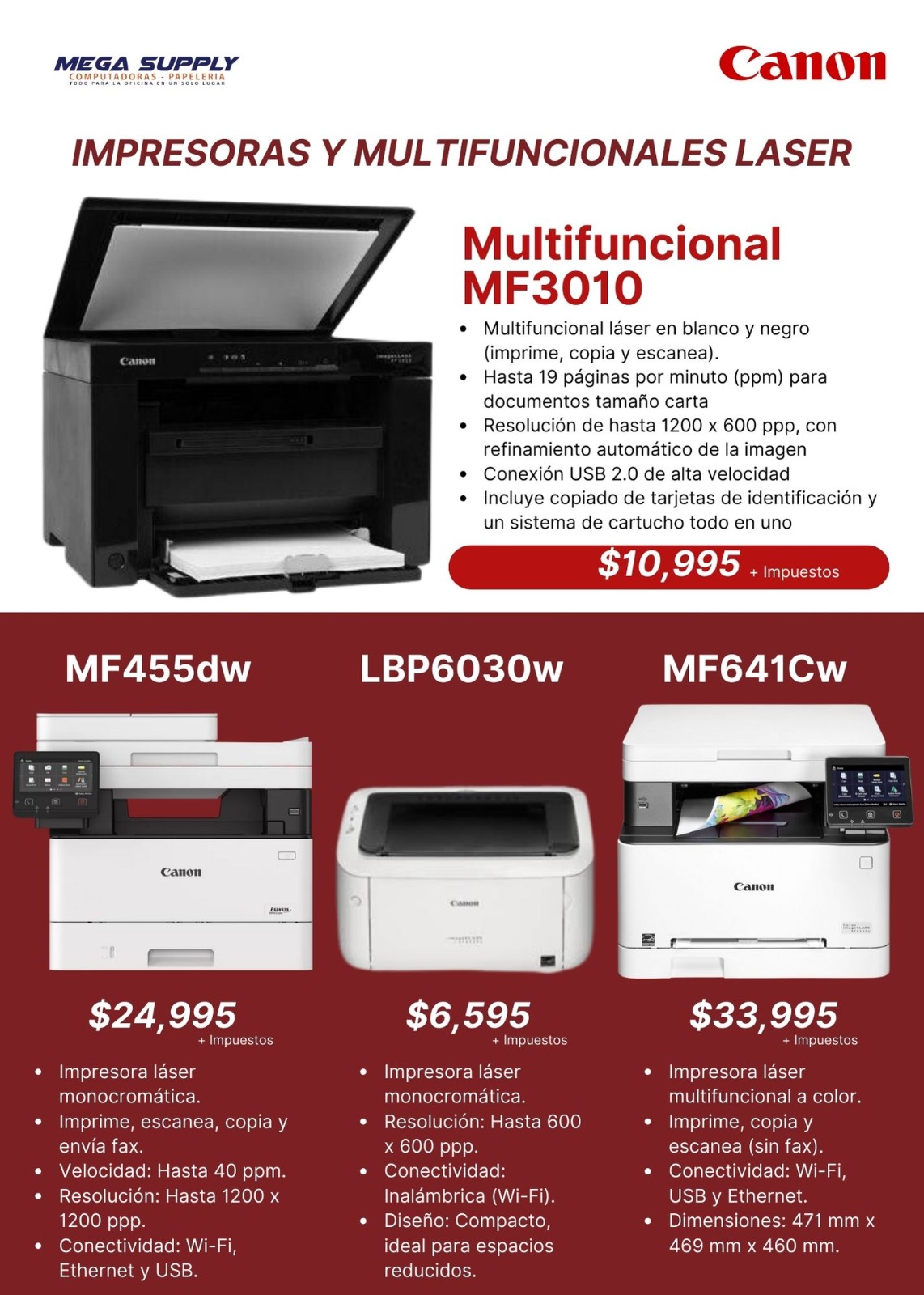 impresoras y scanners - IMPRESORAS Y MULTIFUNCIONALES LASER  CANON  0