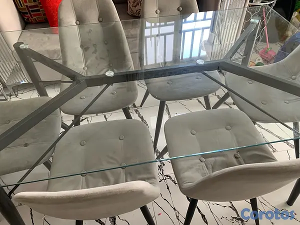 muebles y colchones - juego comedor Cristal de 6 sillas  2