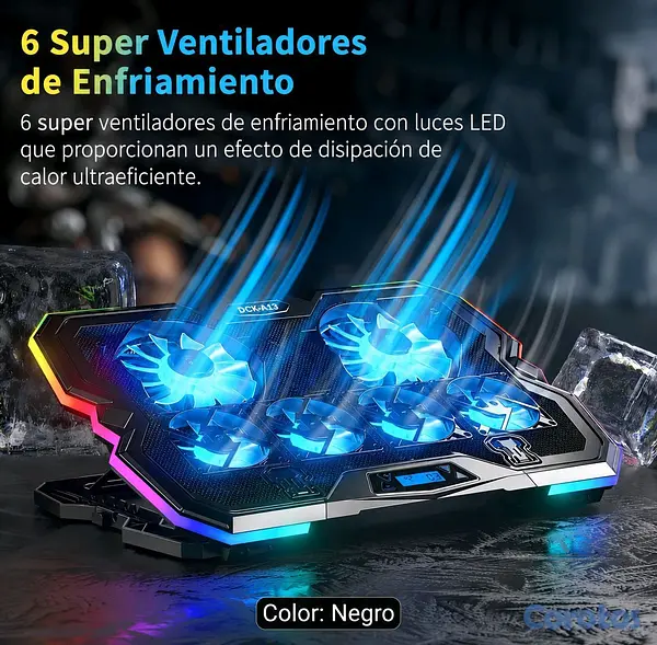 computadoras y laptops - Base Enfriadora RGB para Laptop con 6 Ventiladores + Soporte para Celular 4