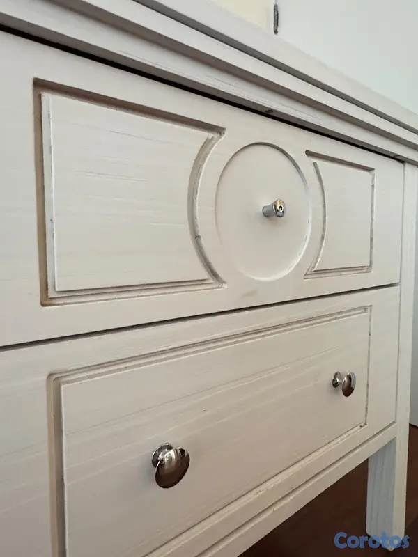 muebles y colchones - Mesa de Noche de Madera Blanca Ilumel 4