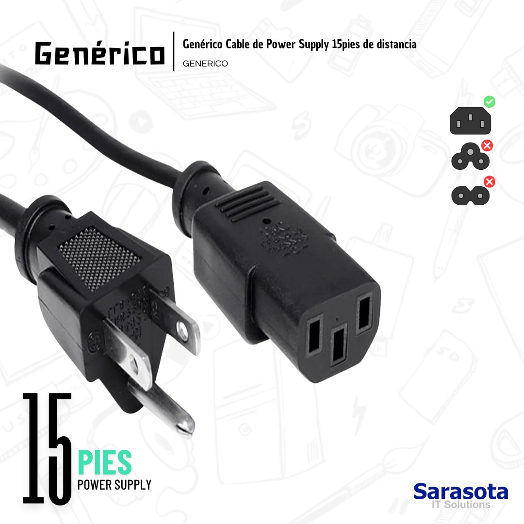 accesorios para electronica - Cable de poder de 15 pies Somos Sarasota 1