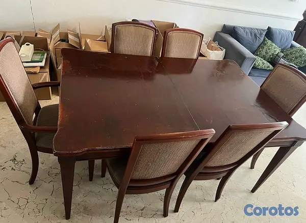 muebles y colchones - Comedor caoba 6 sillas forradas  2