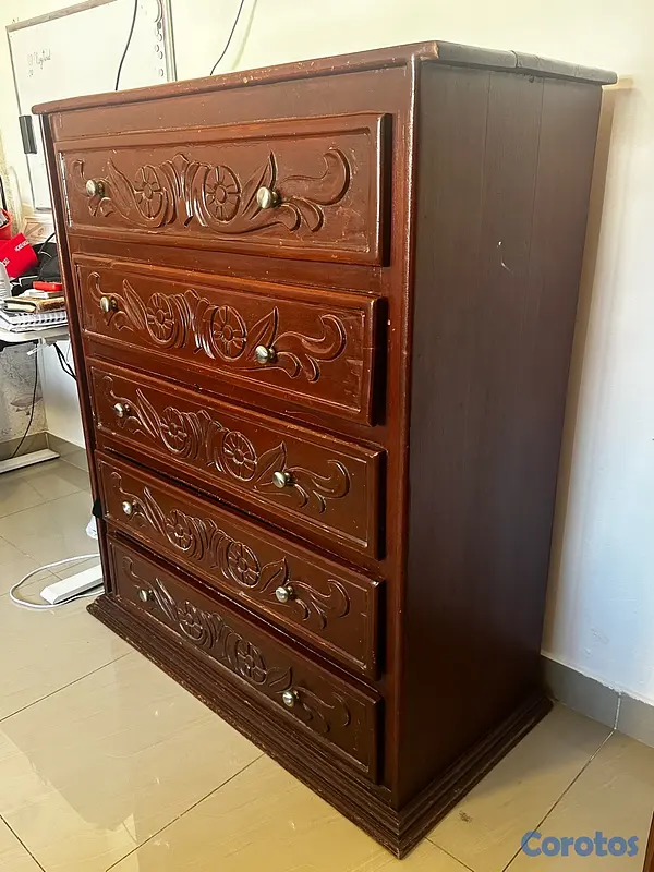 muebles y colchones - Biuro de 5 gavetas en caoba  2
