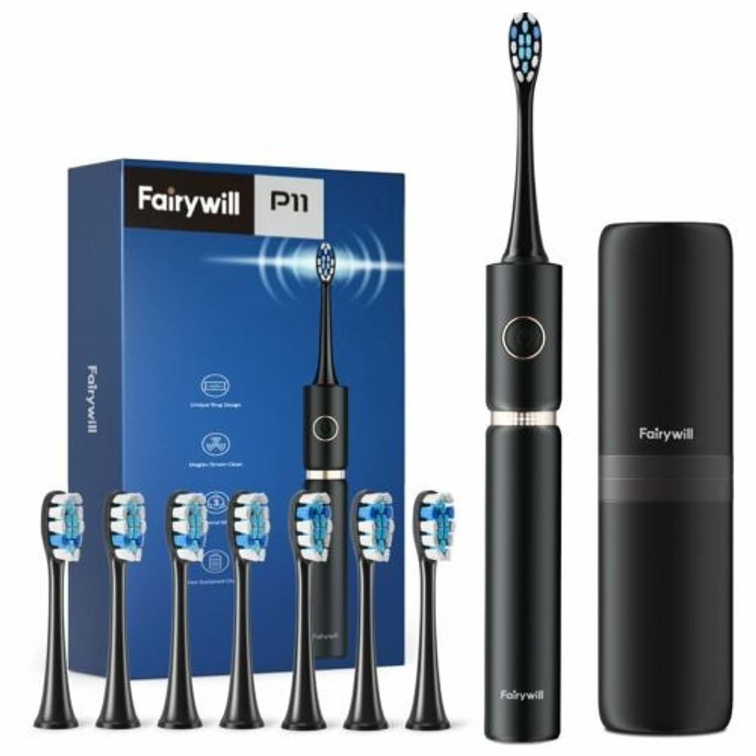 salud y belleza - Cepillo de dientes eléctrico ultrasónico P11 con 8 cabezales y estuche viaje 0