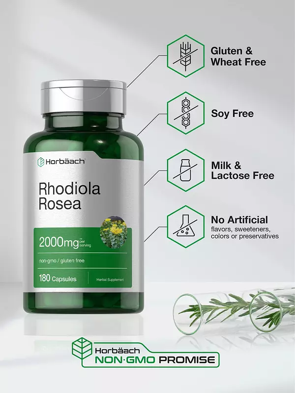 Salud y Equipamiento Médico - Raiz Rhodiola Rose 2000 Mg 180cap Horbaach 4