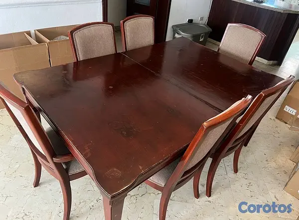 muebles y colchones - Comedor caoba 6 sillas forradas  3