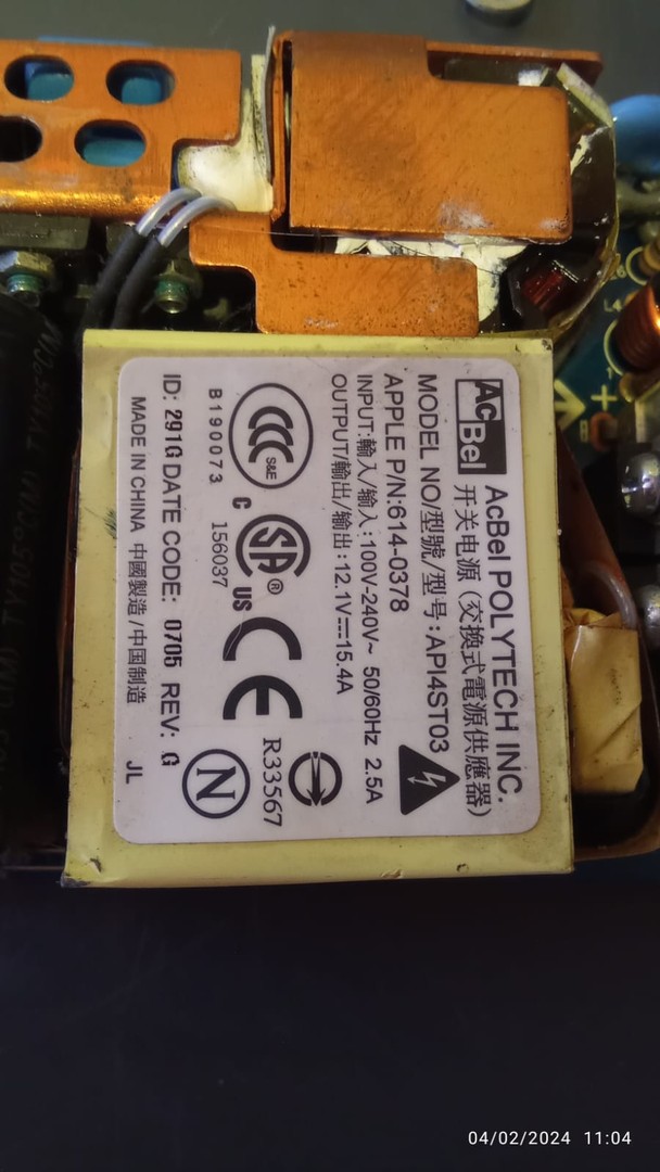 computadoras y laptops -  Power supply IMac, 5y 12 v RMS, 15.5 amperes 0