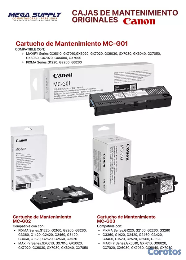 impresoras y scanners - CAJA DE MANTENIMIENTO CANON  en todos los modelos 