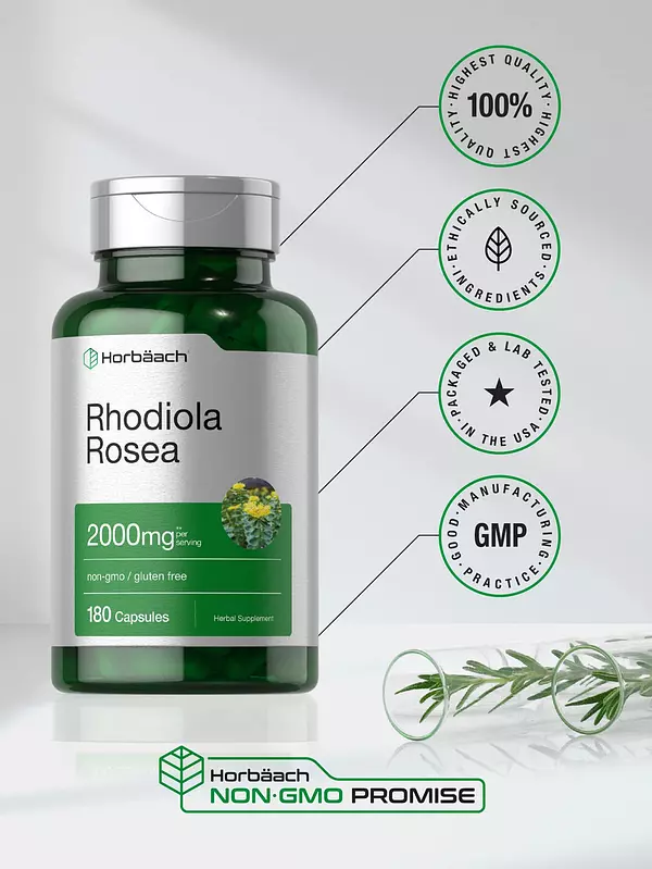 Salud y Equipamiento Médico - Raiz Rhodiola Rose 2000 Mg 180cap Horbaach 5