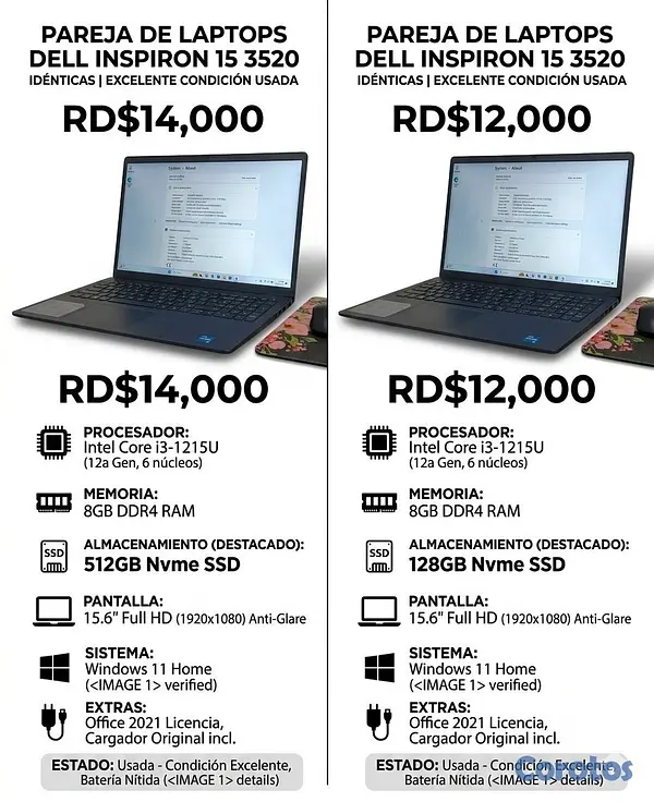 computadoras y laptops - Laptops Dell 12va Generacion Usadas en Excelente C 1